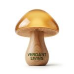 Verdant Living Amber Glass & Wooden Mushroom Table Lamp